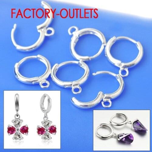 Wholesale 20PCS(10Pairs) DIY Fashion Jewelry Bridal Earrings Findings Genuine 925 Sterling Silver DIY Hoop Earrings For Women
