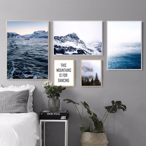 Nordic Decoration Forest Mountain Sea Landscape Wall Art Canvas Poster Print Morden Painting Cafe Office Home Decorative Picture