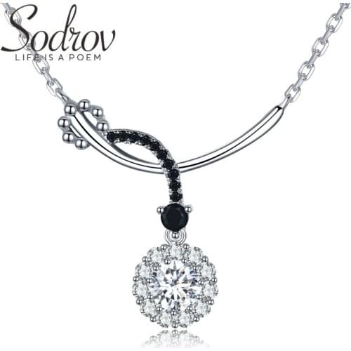 SODROV Romantic Arrive 925 Sterling Silver Fine Jewelry Trendy Round Engagement necklaces & pendants for Women K027