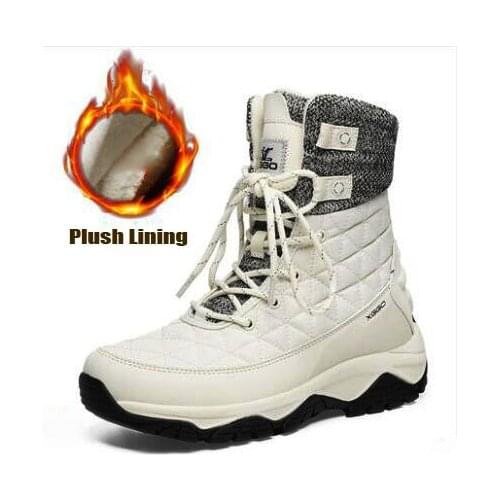 Unisex winter outdoor hiking boots men women Oxford waterproof wool liner snow boots lovers non-slip trekking snow shoes for-40c