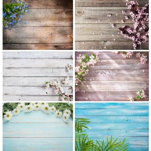 Vinyl Custom Photography Backdrops Props Spring Flower Wood Board Photo Studio Background 21318MB-59