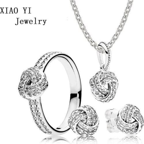 XIAOYI 2020 New 100% S925 Summer zircon pendant interwoven ring earrings necklace high quality party jewelry Suitable female