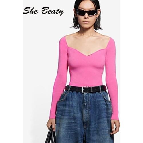 She Beaty Women Tee Shirts 2021 Autumn Winter Vintage Square Collar Long Sleeve High Street Goth Clothes Traf Tops Mujer Tshirt