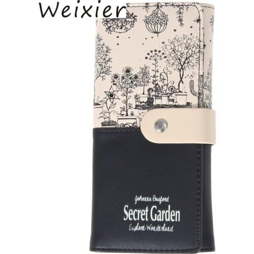 WEIXIER New 2019 Female Wallet Leather Long Women Wallet Change Hasp Purse Clutch Money Coin Card Holders Wallets Carteras LL-84