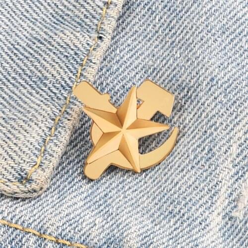 Russia Gold Star Vintage Badge Hammer Sickle Lapel Pins Classic Retro Metal Badge Custom Brooches Soviet Union Symbol Collection