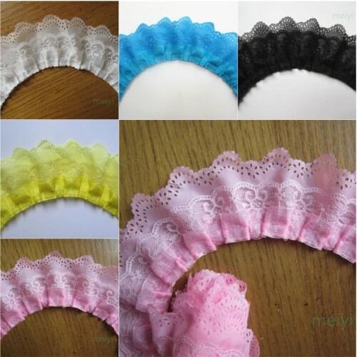 1 yard 3-layer Pleated Organza Lace Ribbon Gathered Mesh Fabric Handmade DIY Wedding Dress Lace Trim Sewing Doll Toy Craft 6.5cm
