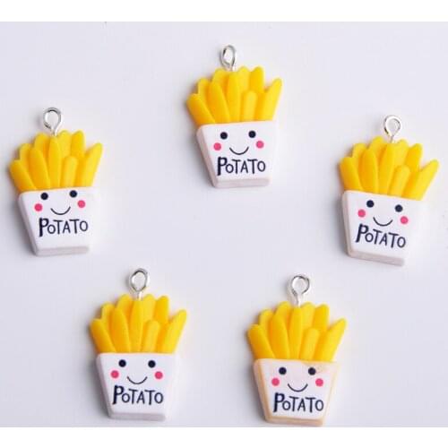 10pcs 22*17MM DIY Resin Fries potato chip charms flatback patch kawaii cabochon paster resin craft gift jewelry making ornament