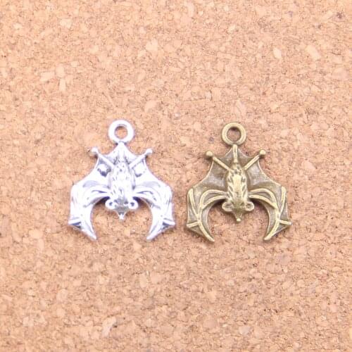 14pcs Charms upside down bat vampire dracula 20x17mm Antique Pendants,Vintage Tibetan Silver Jewelry,DIY for bracelet necklace
