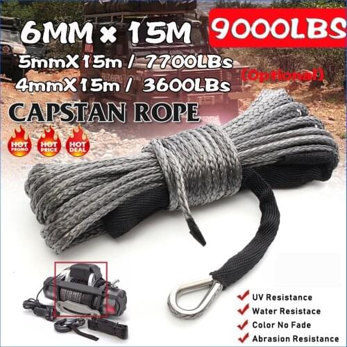15M 8mm 9000+LBs Synthetic Winch Rope Line with Sheath for Winches and Tow hook 4WD ATV UTV Off-Road