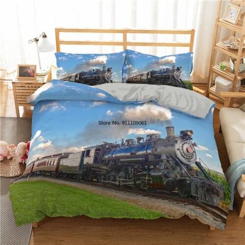 Retro Original Train 3D Printed Bedding 2/3pcs Soft Quilt Cover / Duvet Cover Set Pillowcase Single Twin Full Queen King Size