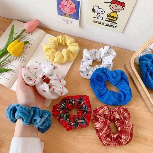 2Pcs/Set Chiffon Plaid Scrunchie British Retro Hair Accessories For Women New Autumn And Winter Haie Ties