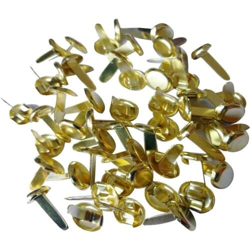 200pcs Gold Plated Metal Round Mini Brads Scrapbooking Embellishment Crafts