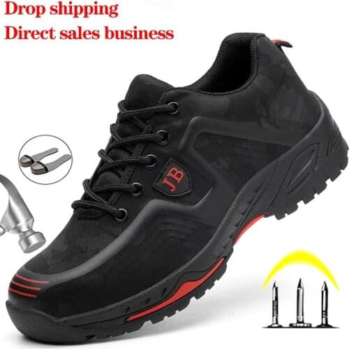 2021 Men Safety Boots Breathable Safety Work Shoes Steel Toe Cap Work Shoes Anti-smashing Construction Working Safety Sneakers