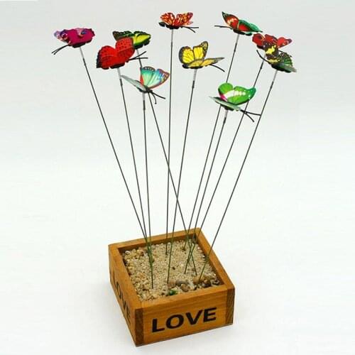 24Pcs Garden Plastic Butterflies Stick Length 25cm Flower Pot Garden Flower Yard with Planter Outdoor poles Patio Pot Decor X6R6