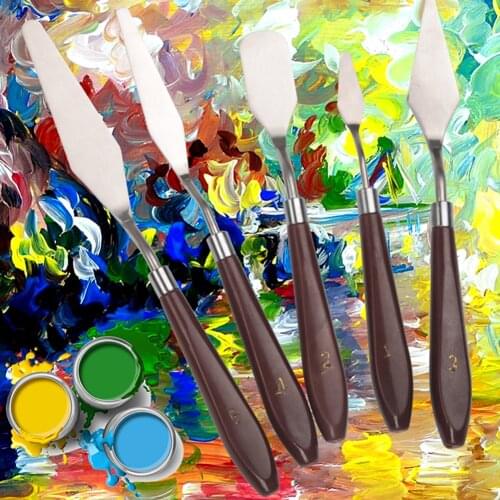 5pcs/set Oil Knives Artist Crafts Spatula Palette Knife Set For Artist Oil Painting Scraper Art SuppliesCake Spatula Butter