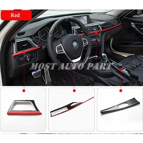 ABS Plastic Interior Center Console Decoration Panel Cover For BMW 3 4 Series f30 f34 GT 316i 320li 2013-2017 3pcs LHD Red/Blue