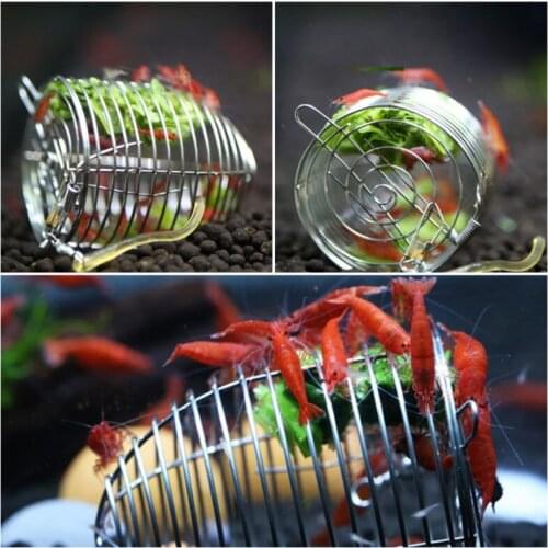 Aquarium Shrimp Feeding Tool Crystal Shrimp Bait Cage Feeder Feeding Stainless Steel Cage Basket Ornamental Aquatic Supplies