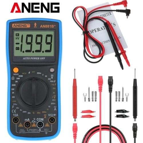 AN881B Digital Multimeter Supports NCV AC DC Auto Meter Tester Temprature Tester Instruments with 16 in 1 Test Line