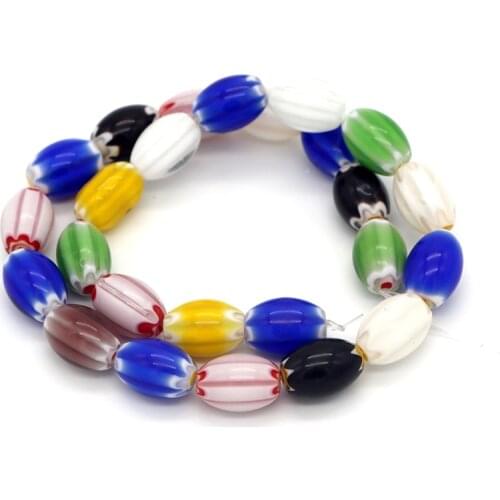 Free Shipping 5x9mm 7x11mm 10x14mm colorful striation oval shape lampwork glass beads for jewelry making acessary material