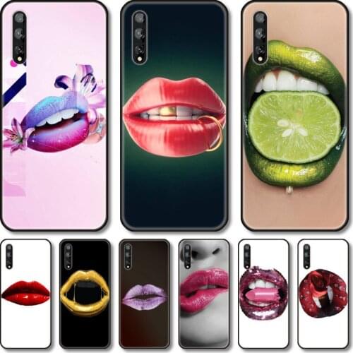 Colorful lips Phone Case For Huawei Y 5 6 7 8 9 A P S Pro 2020 2019 Black Shell Cover