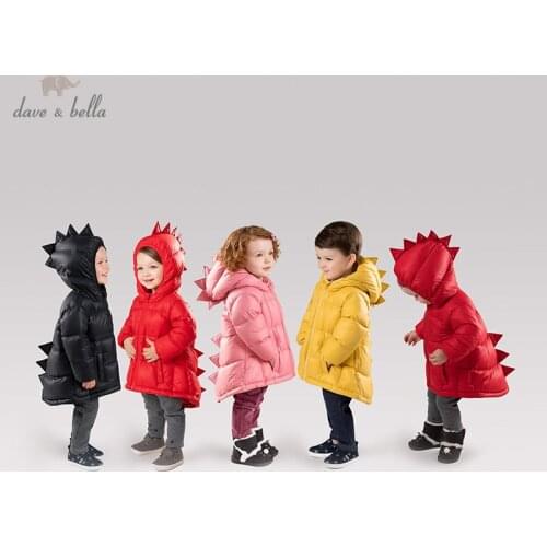 DB11859 dave bella baby unisex boy girl winter down jacket children 90% white duck down outerwear fashion solid cute coat