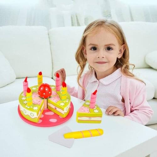 Kids Cake Pretend Play Kitchen Toys Magnetic Fruit Cutting Birthday Cake Safety Food Sets Play House Toy For Children Girls Boy