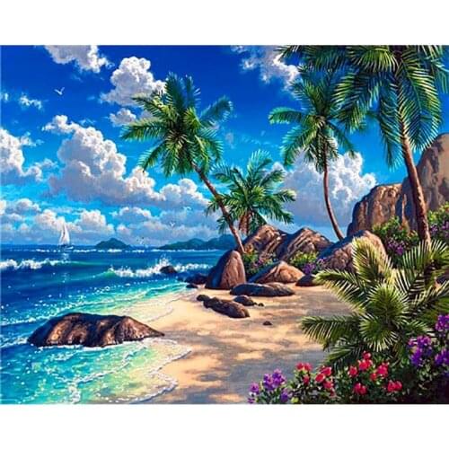 GATYZTORY DIY Painting By Numbers Beach Scenery Paint By Numbers Handpainted Kids Unique Gift For Bedroom Wall Decoration