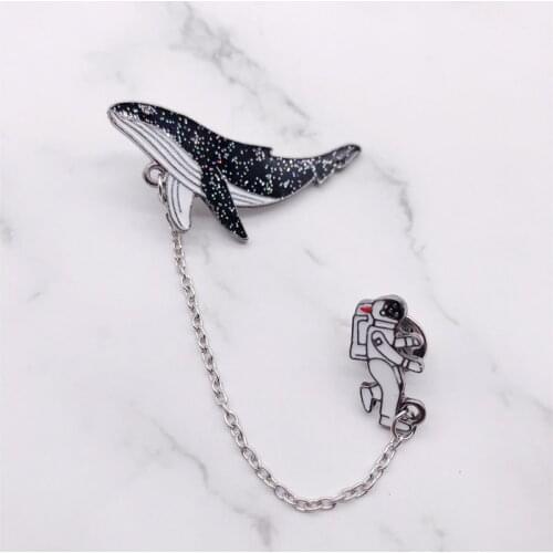 Creative Cartoon Whale Astronaut Shark Brooch Animal Pendant Alloy Enamel Pins Badge Bag Collar Pins Jewelry Gifts For Friends