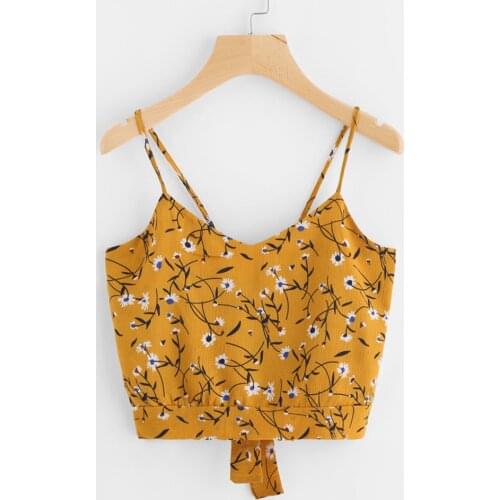 Womens Fashion Crop Top Sexy Self Tie Sleeveless Tank Top Blouse Vest Chiffon Cropped Tops Loose Solid Color Camis Feminino #T5P