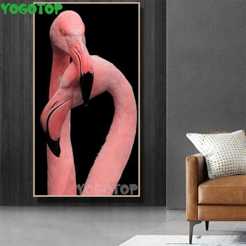 Square round diamond painting for Living Room Black Pink flamingo diamond embroidery 5D rhinestone mosaic diamond inlaid YY4972