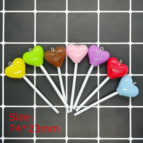 Cute Heart Lollipop Charms Pendants Resin Cabochon for DIY decoration necklace earring keyring Jewelry Making