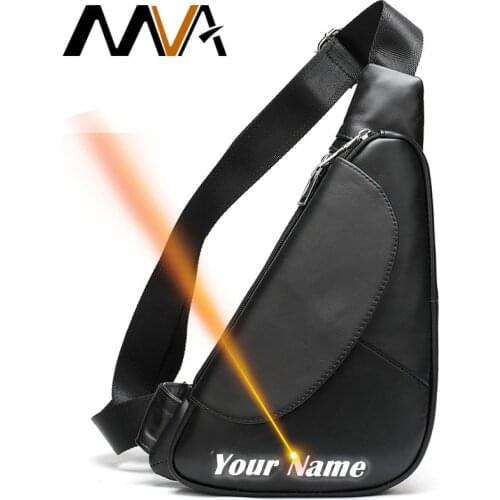 MVA Engraved Male Shoulder Bags Vintage Cross Body Bag Men Sling Fashion Genuine Leather Chest Waist Pack Bag Men Messenger 696