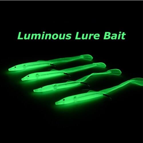 4-10pcs Soft Luminous Lures Bait with Fishing Hook Swimbaits Wobbler Artificial Bait Silicone Lure Fishing Tackle Fishing Lures