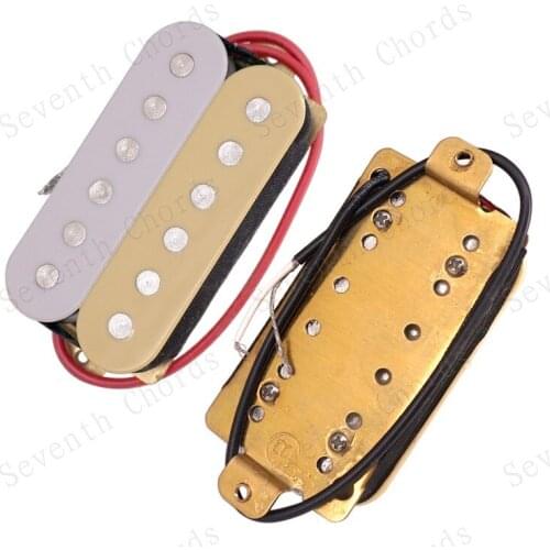A Set 2 Pcs Cream + White Bobbin Double Coil Pickups Humbucker for Electric Guitar Without Ring