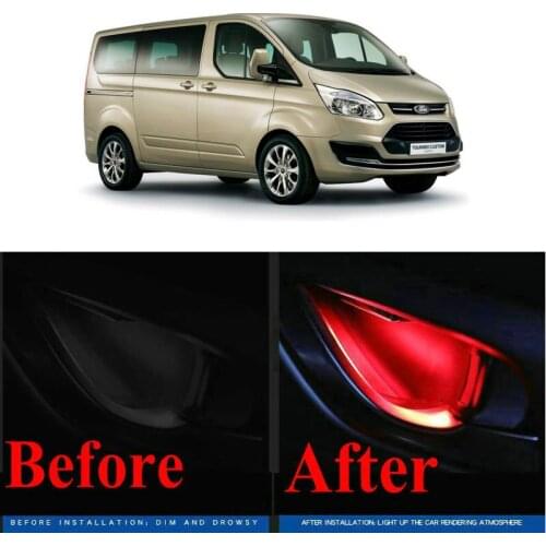 4pc CF style stickers on cars interior inside door handle atmosphere lamp for ford TOURNEO crown victoria e150 e250 e350 edge