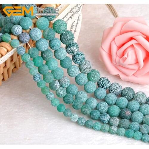 Natural Green Matte Agates Stone Beads For Jewelry Making strand 15 inch DIY Necklace Jewellery new Years gift