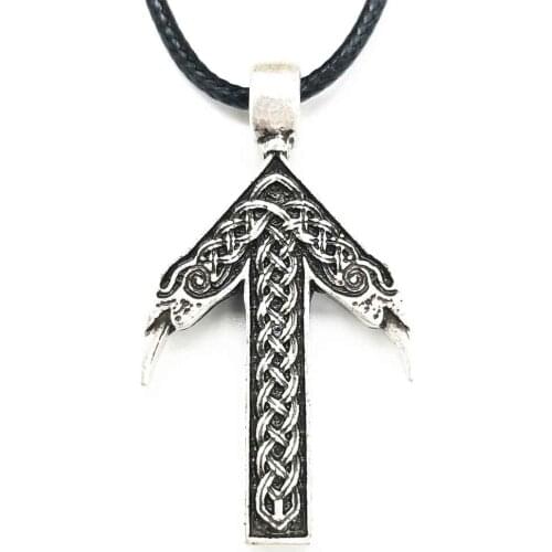 Nostalgia Warrior Rune Teiwaz Odin Raven Symbol Viking Runes Jewelry Necklace Men Pendant Amulet Talisman For Victory