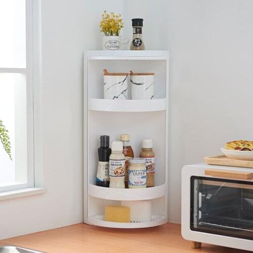 New Hot Bathroom Rotating Corner Storage Rack Triangle Wall Shelf Bathroom Organizer Kitchen Storage