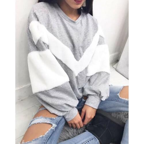 New Women Casual Warm Top Warm Pullover Fluffy Fur Sweatshirt Hoodie Jumper Coat Long Sleeve Crew Neck 2020 Hot Comfortable