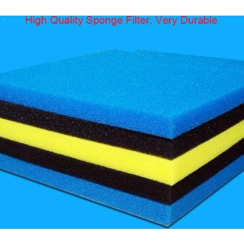 50cmx50cmx2cm Filtration Foam Aquarium Fish Tank Biochemical Filter Sponge Pad Skimmer Fish Tank Foam Sponge Black, blue, yellow