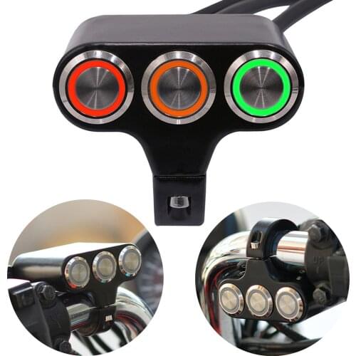 Motorcycle 3 Buttons Handlebar Headlight Brake Fog Light Switch with Indicator