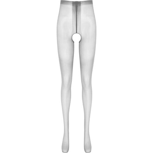 Sexy Open Crotch Tights Women Glossy Thin Crotchless Pantyhose Transparent Stretchy Pantyhose Stocking Leggings Erotic Lingerie