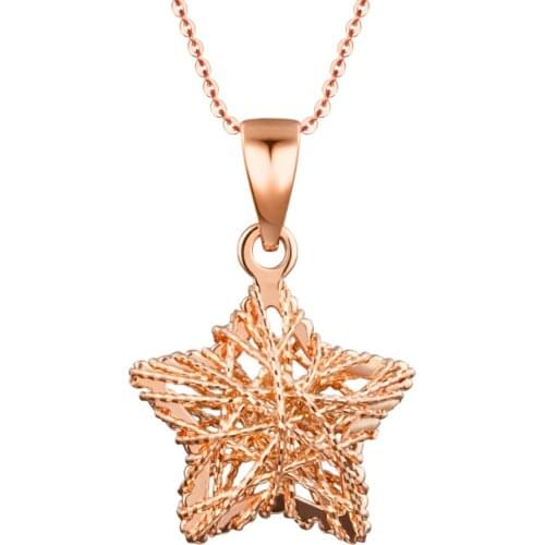 Pure AU750 18K Rose Pendant Womens Star Necklace Pendant P6292