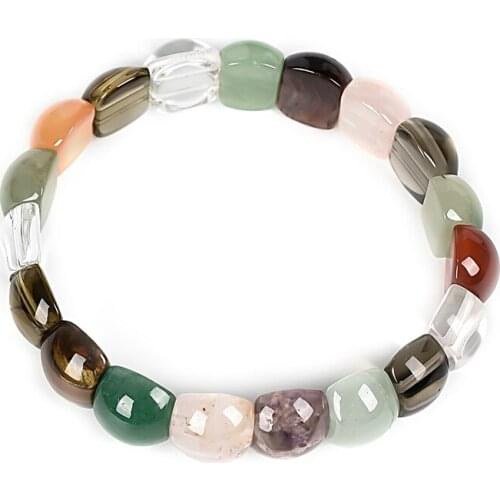 Size For 10.2*13.7mm and 7.3mm thickness Seven-colorful Stone For Diy Bracelet Preferred Female Gift 7.5inch H185