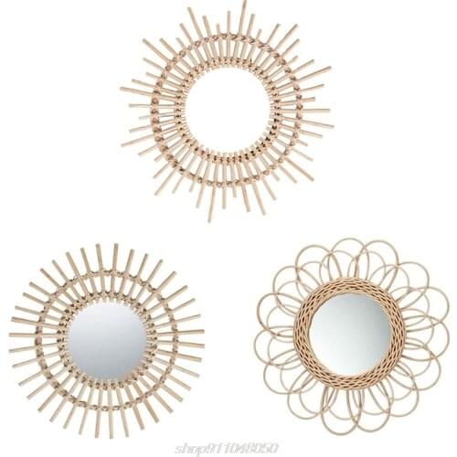 Rattan Innovative Art Decoration Round Makeup Mirror Dressing Bedroom Bathroom Wall Hanging Mirrors D08 20 Dropshipping