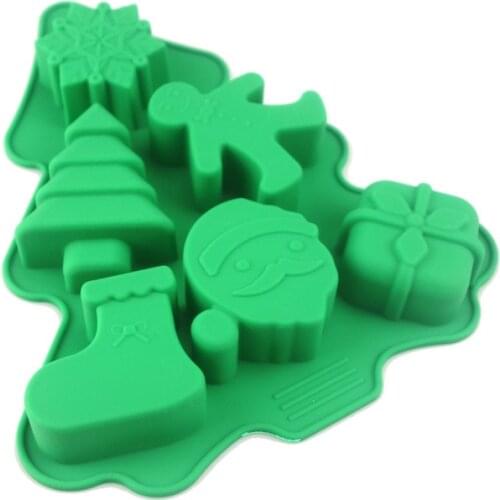 Christmas Santa Snowman Tree Sock Silicone Fondant Soap 3D Cake Mold Cupcake Jelly Candy Chocolate Decoration Baking Tool