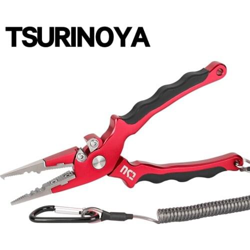 TSURINOYA Aluminum Alloy Fishing Pliers AP-170 Fishing Tools Saltwater Multifunctional Hook Remover 83g Line Cutter Fishing Tool