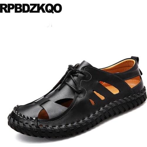 China Designer Lace Up Black 2021 New Casual Brown Shoes Sandals Waterproof Comfort Summer Breathable Beach Flats Fashion Men
