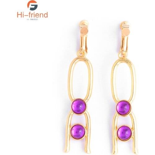 Game Fate Grand Order Earrings Gilgamesh Cosplay FGO Purple Gold Pendant Ear Clip Props for Women Man Party Costume Jewelry
