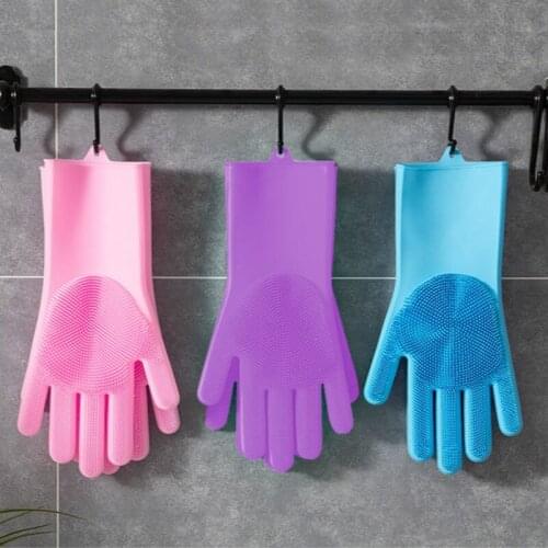 Scrubbing Glove Dishwashing Silicone Gloves Protect Hand Dirt Clean Brushes Cleaning Tool Kitchen Accessories Wash Fruit E11844